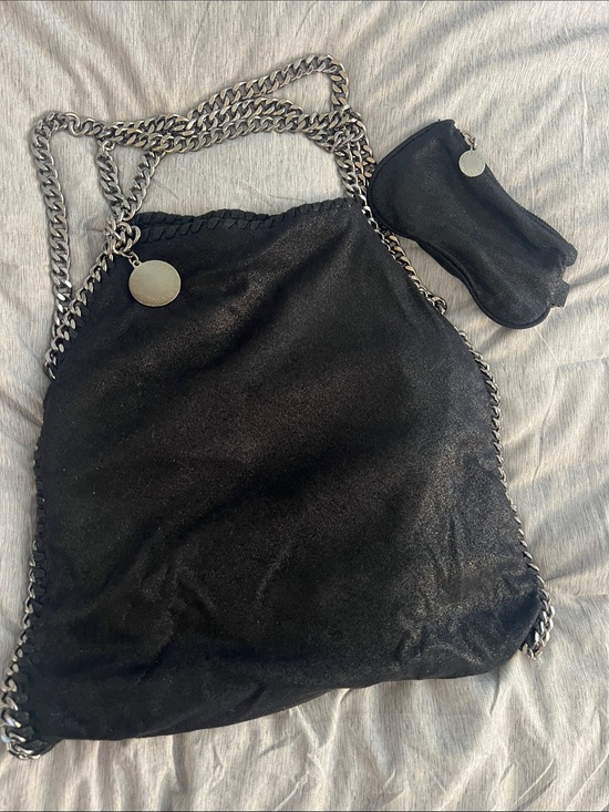 Stella McCartney Handbags - Authentic Stella McCartney Black Chain-Trim Falabella Tote with Coin Charm